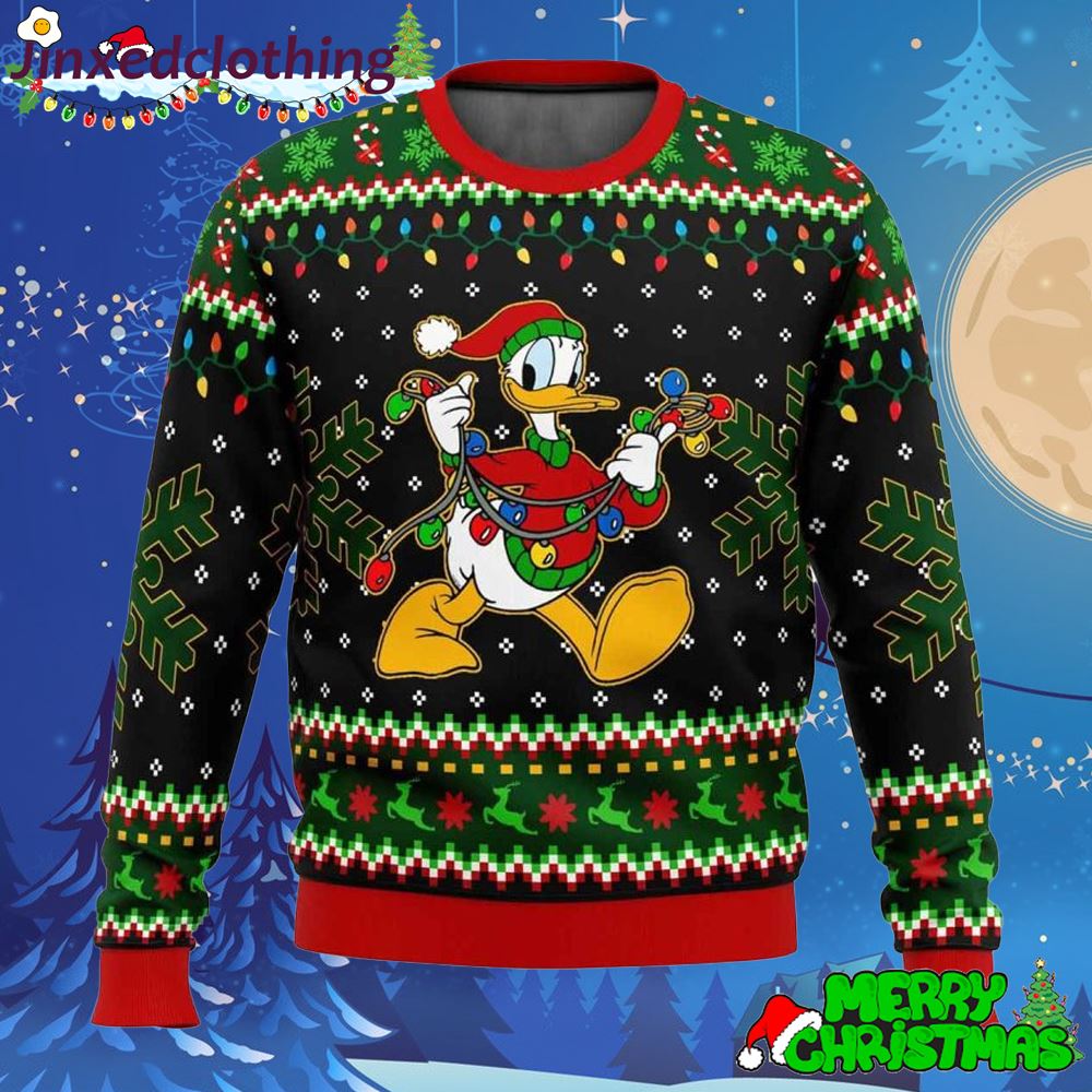 Donald Duck Christmas Lights Ugly Sweater 